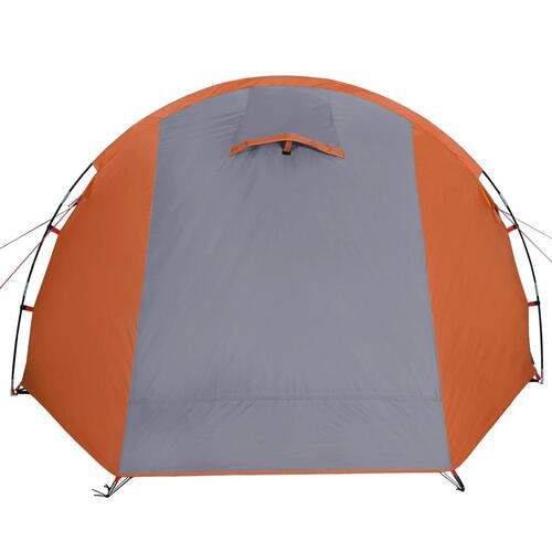4-personers campingtelt vandafvisende grå og orange