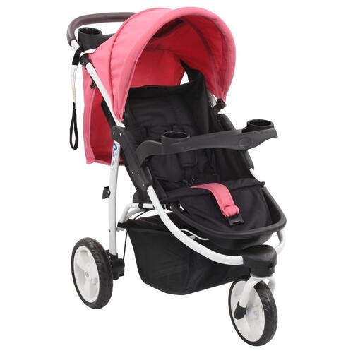 Klapvogn med 3 hjul pink og sort