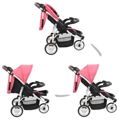 Klapvogn med 3 hjul pink og sort