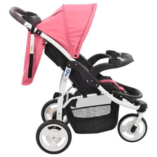 Klapvogn med 3 hjul pink og sort
