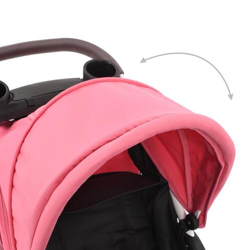 Klapvogn med 3 hjul pink og sort