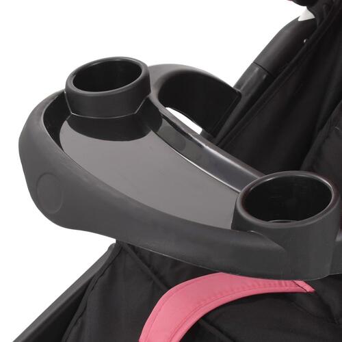 Klapvogn med 3 hjul pink og sort