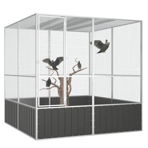 Fuglebur 213,5x217,5x211,5 cm galvaniseret stål antracitgrå