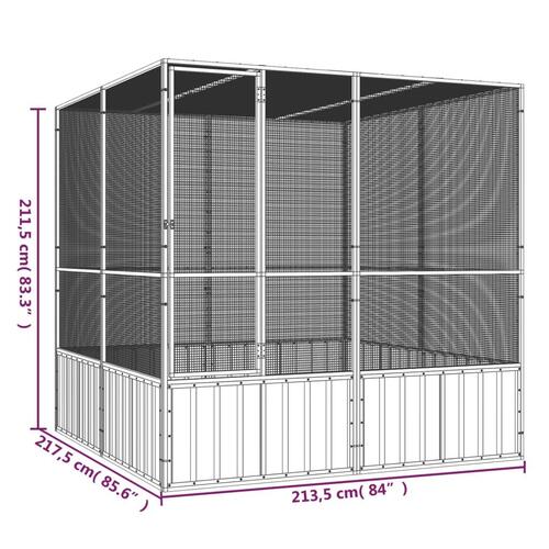 Fuglebur 213,5x217,5x211,5 cm galvaniseret stål antracitgrå