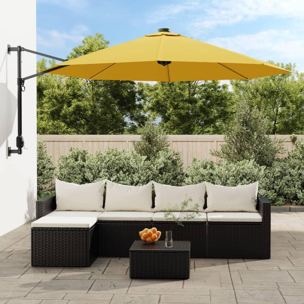 Væghængt parasol 290 cm gul