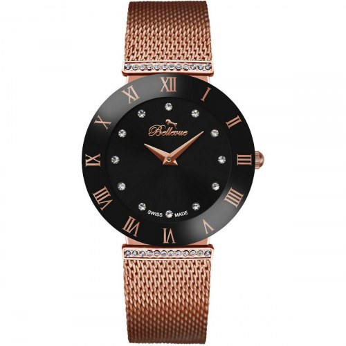 Dameur Bellevue F102 - armbåndsur til kvinder, Ø 26 mm, sort/rosa