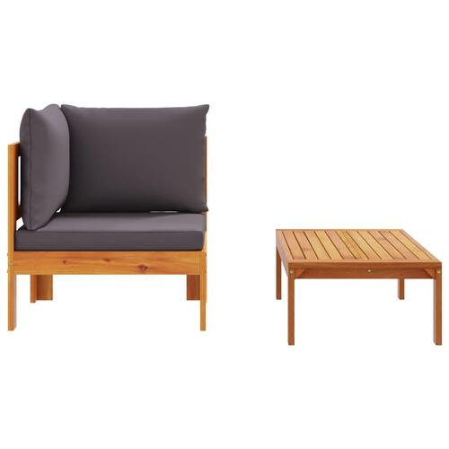 Sofasæt til haven 2 dele med hynder massivt akacietræ
