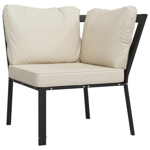 Havestol med sandfarvede hynder 76x76x79 cm stål