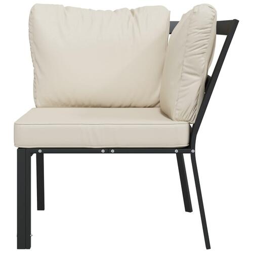 Havestol med sandfarvede hynder 76x76x79 cm stål