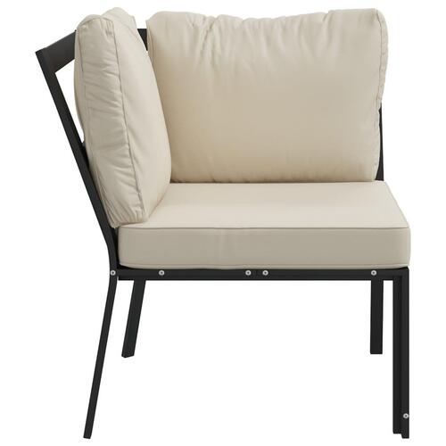 Havestol med sandfarvede hynder 76x76x79 cm stål