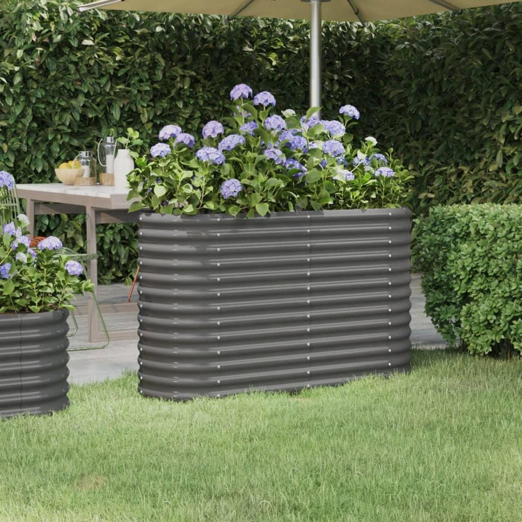 Plantekrukke 114x40x68 cm pulverlakeret stål grå