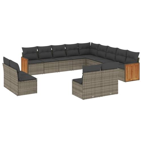 Sofasæt til haven 13 dele med hynder polyrattan grå