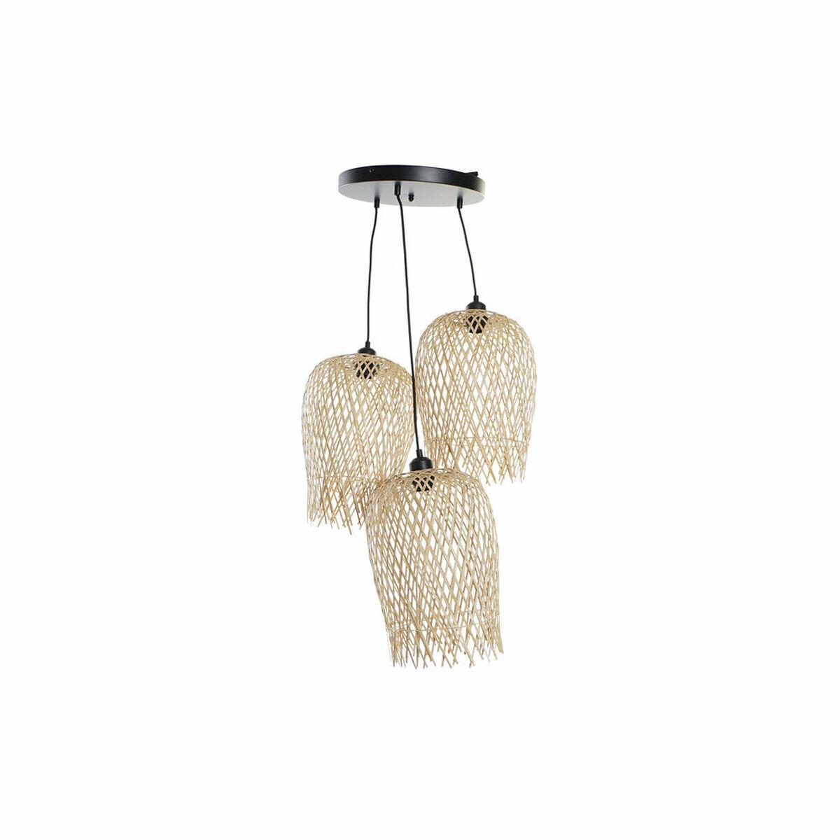 Loftslampe Sort Lys brun Metal Bambus 50 W Tropisk 220 V 30 x 30 x 94 cm