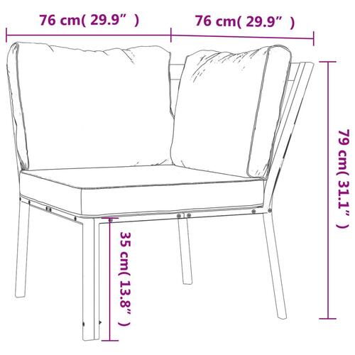 Havestol med sandfarvede hynder 76x76x79 cm stål
