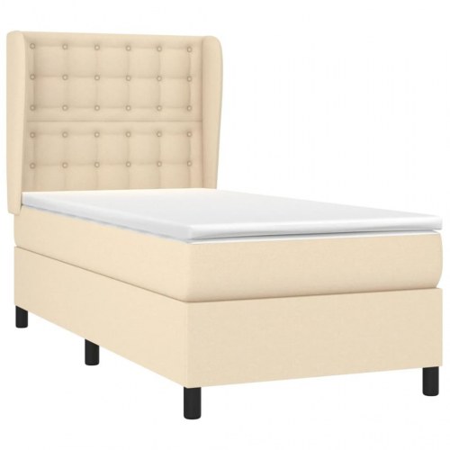 Kontinentalseng med madras 90×190 cm - stof, cremefarvet