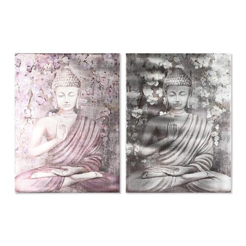 Maleri Home ESPRIT Buddha Orientalsk 60 x 2,7 x 80 cm (2 enheder)