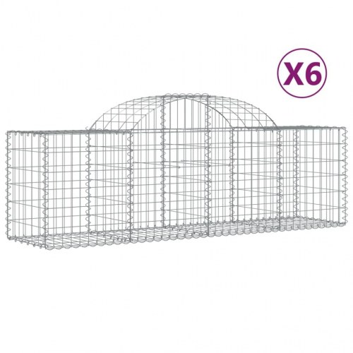 Buede gabionkurve - 6 stk. 200×50×60/80 cm i galvaniseret jern