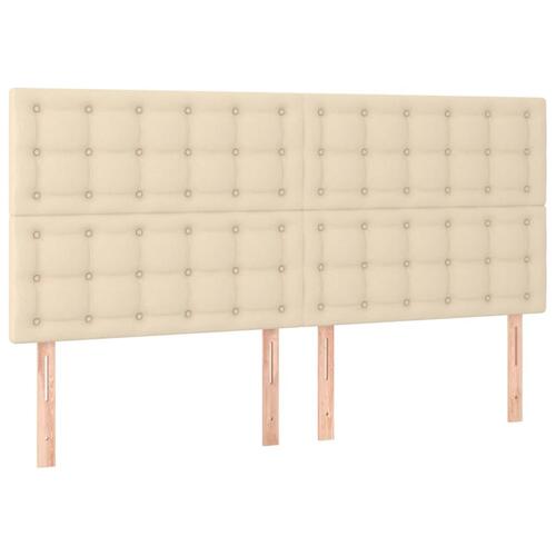 Sengegavle 4 stk. 80x5x78/88 cm stof cremefarvet