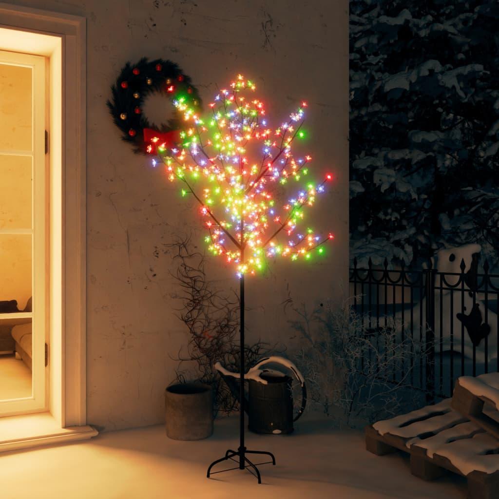 Juletræ 180 cm 200 LED'er kirsebærblomst farverigt lys