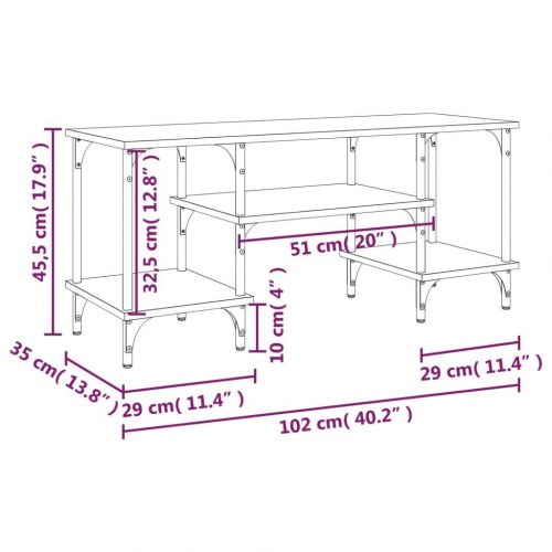 Tv-bord i konstrueret træ - sonoma-eg, 102×35×45,5 cm