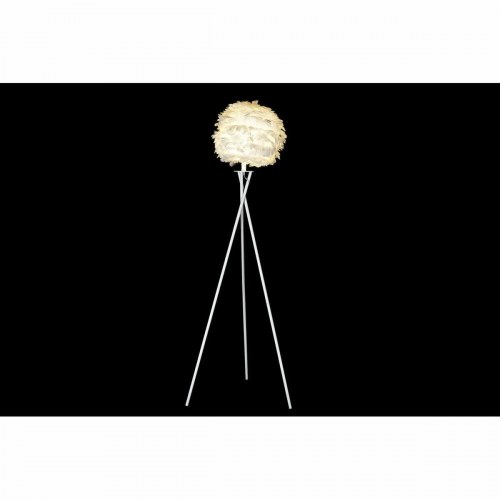 Gulvlampe - metal, hvid med fjer (40 x 40 x 150 cm)