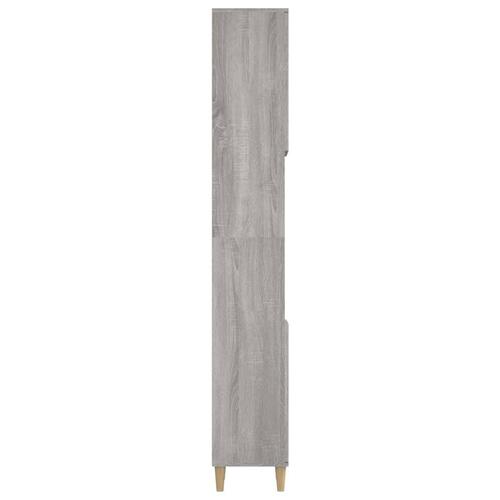 Badeværelsesskab 30x30x190 cm konstrueret træ grå sonoma-eg