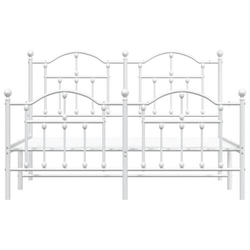 Sengeramme med sengegavl og fodgærde 135x190 cm metal hvid