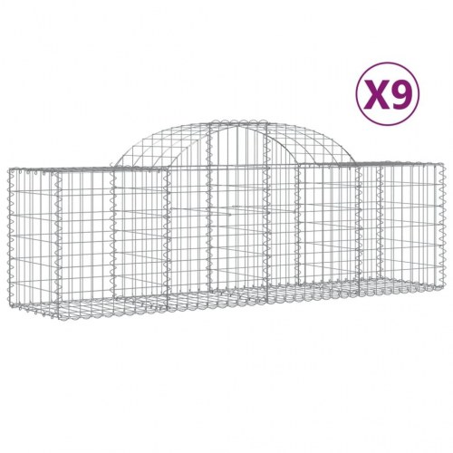 Buede gabionkurve - 9 stk. 200×50×60/80 cm i galvaniseret jern