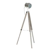 Gulvlampe Metal Træ Sølv Lys brun Stativ (66 x 66 x 142 cm)