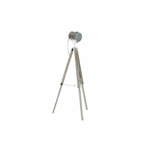 Gulvlampe Metal Træ Sølv Lys brun Stativ (66 x 66 x 142 cm)