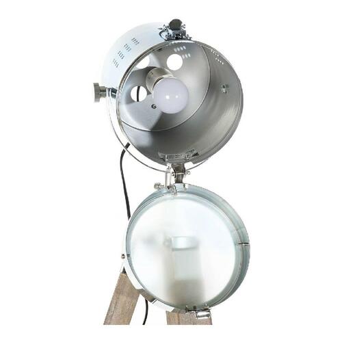 Gulvlampe Metal Træ Sølv Lys brun Stativ (66 x 66 x 142 cm)