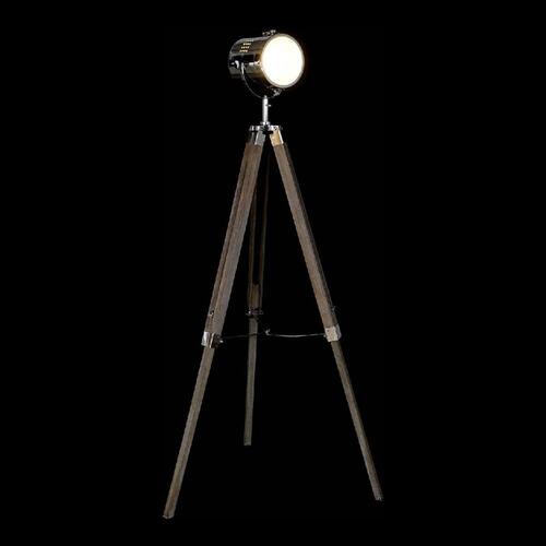 Gulvlampe Metal Træ Sølv Lys brun Stativ (66 x 66 x 142 cm)