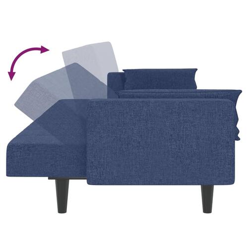 2-personers sovesofa med 2 puder stof blå