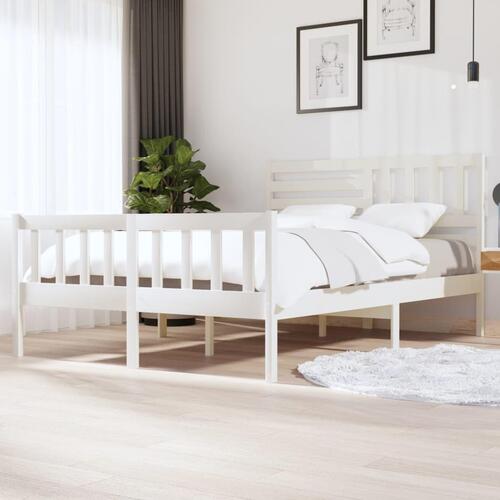 Sengeramme 140x200 cm massivt træ hvid