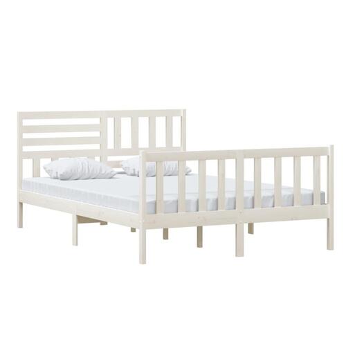 Sengeramme 140x200 cm massivt træ hvid