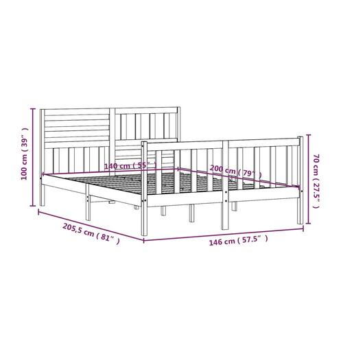 Sengeramme 140x200 cm massivt træ hvid