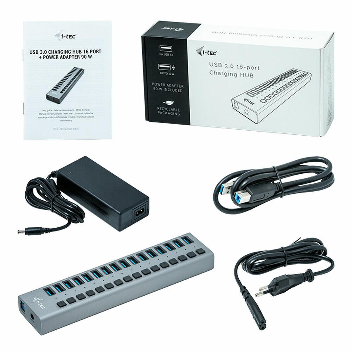 USB Hub i-Tec U3CHARGEHUB16 Grå 90 W