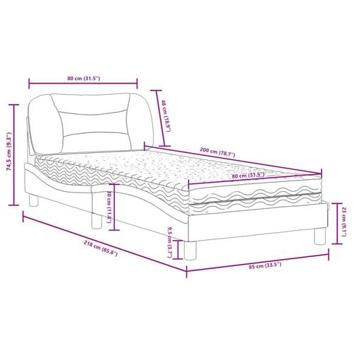 Seng med madras 80x200 cm stof sort