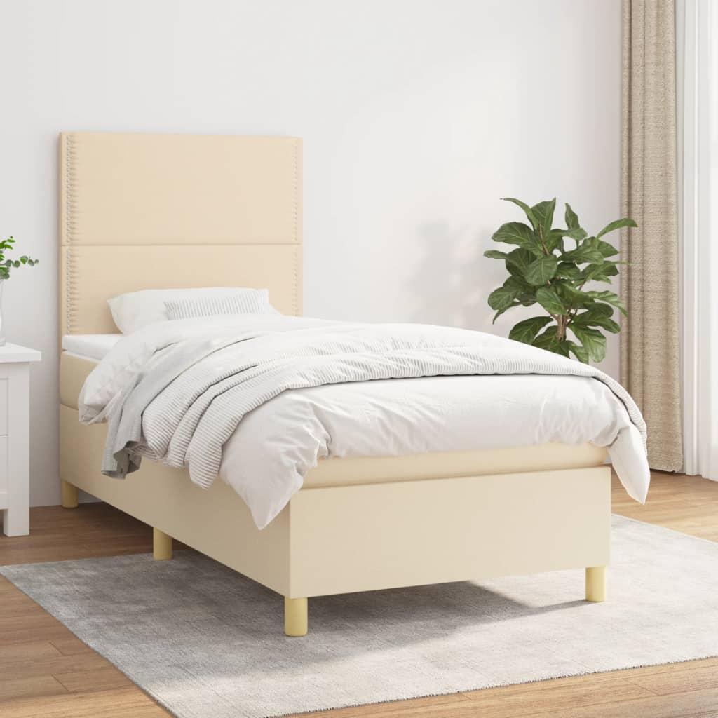 Kontinentalseng med madras 90x190 cm stof cremefarvet billede
