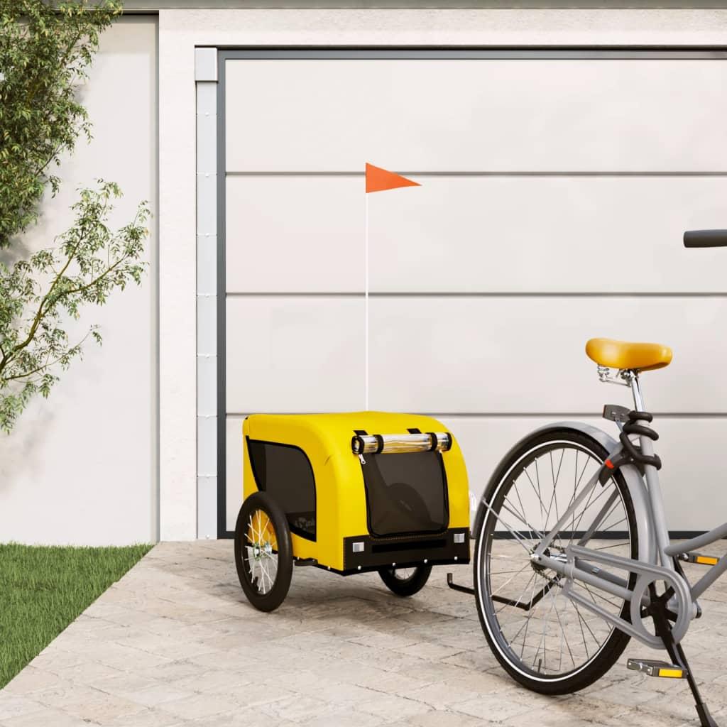 Hundetrailer til cykel oxfordstof og jern gul og sort