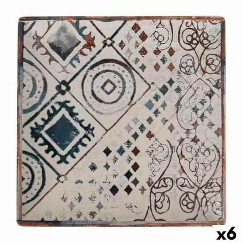 Flad Plade La Mediterránea Grecia Porcelæn 24 x 24 x 2 cm (6 enheder)