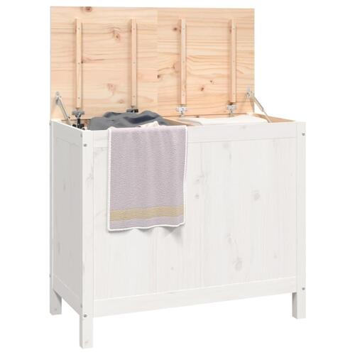 Vasketøjskurv 88,5x44x76 cm massivt fyrretræ hvid