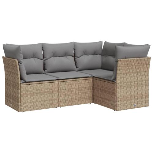 Sofasæt til haven 4 dele med hynder polyrattan beige