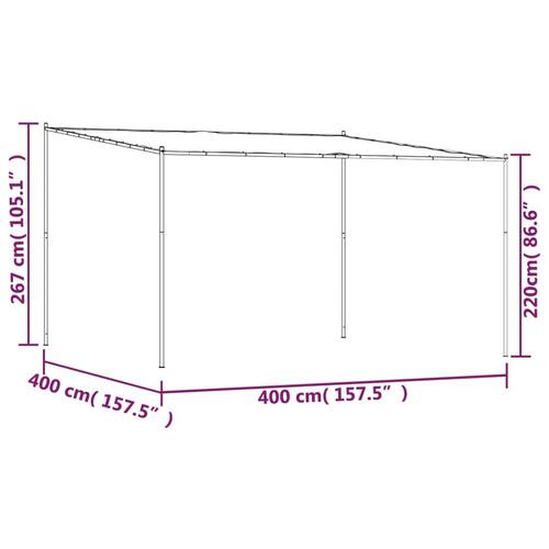 Pavillon 4x4 m 180 g/m² stof og stål hvid