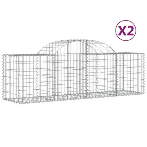 Buede gabionkurve - 2 stk. 200×50×60/80 cm i galvaniseret jern