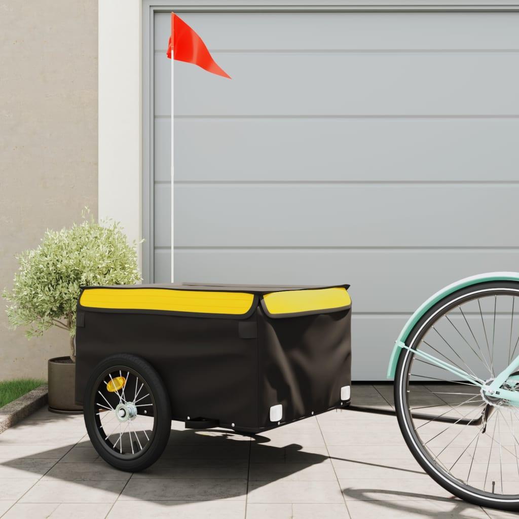 Cykelanhænger 45 kg jern sort og gul