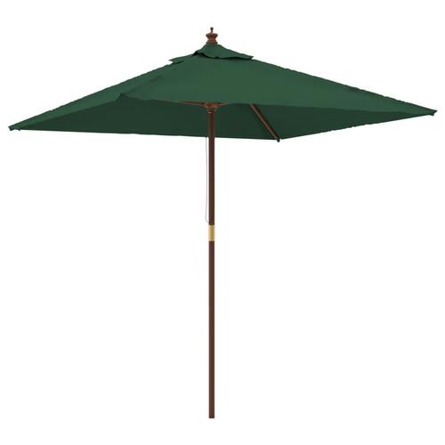 Haveparasol med træstang 198x198x231 cm grøn