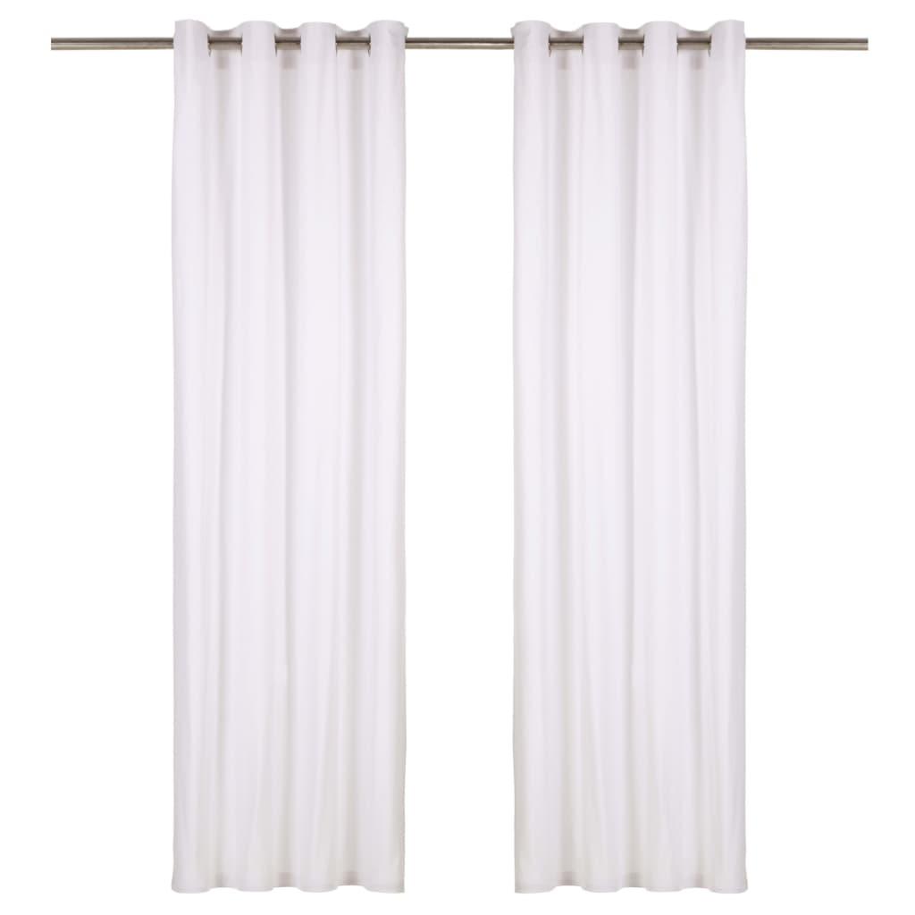 Gardiner med metalringe 2 stk. 140 x 245 cm bomuld hvid