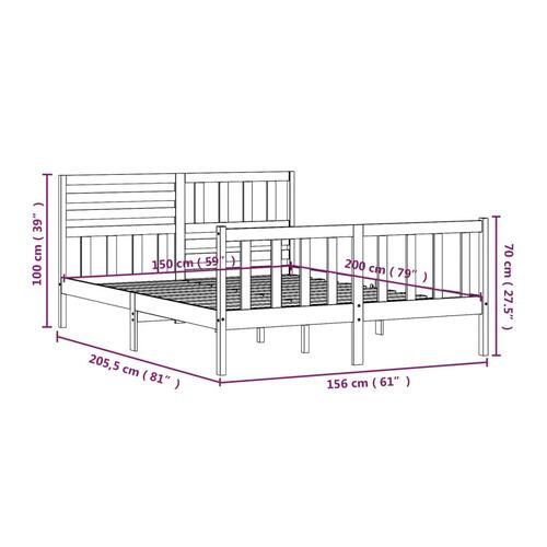 Sengeramme 150x200 cm King Size massivt træ