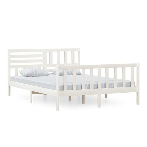 Sengeramme 150x200 cm King Size massivt træ hvid